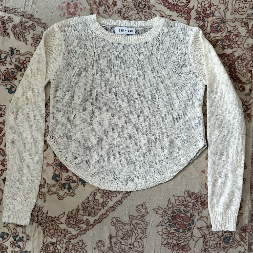 John + Jenn Cream and Gray Sweater